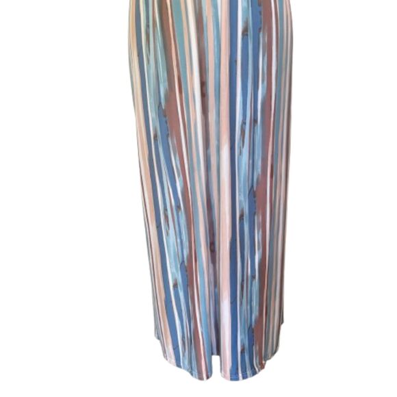 Soma Blue Brown Stripe Maxi Dress Convertible Strapless Spring Size Small - Picture 3 of 6